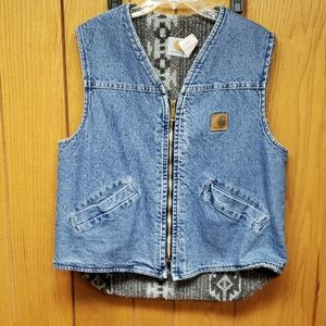 Carhartt Vintage Denim Vest Aztec Sherpa lining